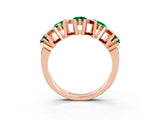 Rose gold Round Emerald Channel Set Band with X-Prong Detail_9