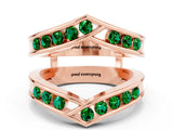 Rose gold Round Emerald Channel-Set Chevron Band_6