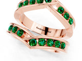 Rose gold Round Emerald Channel-Set Chevron Band_7