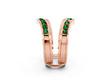 Rose gold Round Emerald Channel-Set Chevron Band_8