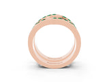 Rose gold Round Emerald Channel-Set Chevron Band_9