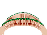 Rose gold Round Emerald Chevron Contour Band with Prong Setting_10