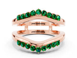 Rose gold Round Emerald Chevron Contour Band with Prong Setting_6
