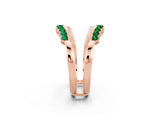 Rose gold Round Emerald Chevron Contour Band with Prong Setting_8