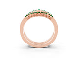 Rose gold Round Emerald Chevron Contour Band with Prong Setting_9