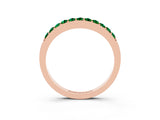 Rose gold Round Emerald Curved Wedding Band with Channel Setting_9