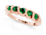 Rose gold Round Emerald Eternity Band with Twist Prong Setting_7