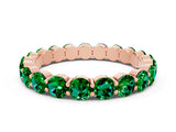 Rose gold Round Emerald Eternity Band with U-Prong Setting_30