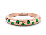 Rose gold Round Emerald Flush-Set Comfort Fit Band_6