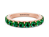 Rose gold Round Emerald Half Eternity Band with Classic Prong Setting_6
