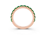Rose gold Round Emerald Half Eternity Band with Classic Prong Setting_9