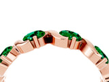 Rose gold Round Emerald Half Eternity Band with Wave Prong Setting_10