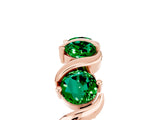 Rose gold Round Emerald Half Eternity Band with Wave Prong Setting_11