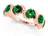 Rose gold Round Emerald Half Eternity Band with Wave Prong Setting_7