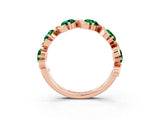 Rose gold Round Emerald Half Eternity Band with Wave Prong Setting_9