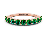 Rose gold Round Emerald Half-Eternity Prong-Set Band_6