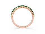 Rose gold Round Emerald Half-Eternity Prong-Set Band_9