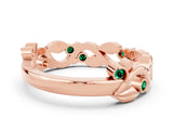 Rose gold Round Emerald Leaf Eternity Band with Bezel Setting_42