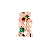 Rose gold Round Emerald Leaf Eternity Band with Bezel Setting_83