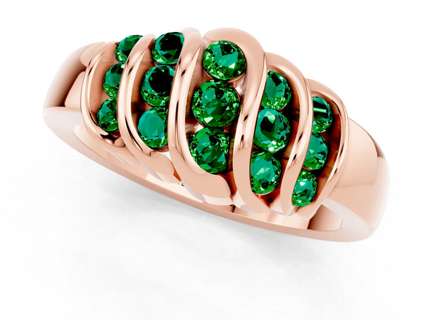 Rose gold Round Emerald Multi-Row Crossover Band