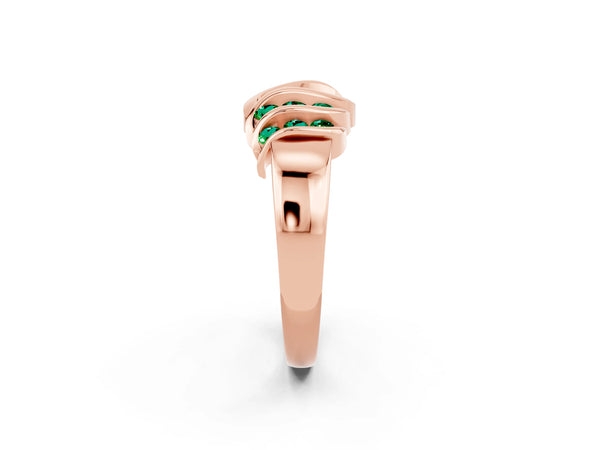 Rose gold Round Emerald Multi-Row Crossover Band
