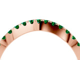 Rose gold Round Emerald Pavé Curved Band with Shared Prong Setting_10