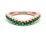 Rose gold Round Emerald Pavé Curved Band with Shared Prong Setting_6