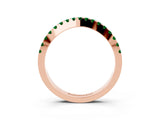 Rose gold Round Emerald Pavé Curved Band with Shared Prong Setting_9