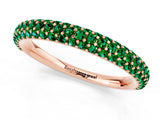 Rose gold Round Emerald Pavé Eternity Band with Shared Prong Setting_7