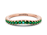 Rose gold Round Emerald Pavé Set Curved Wedding Band_6