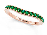 Rose gold Round Emerald Pavé Set Curved Wedding Band_7