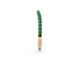Rose gold Round Emerald Pavé Set Curved Wedding Band_8