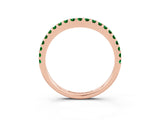 Rose gold Round Emerald Pavé Set Curved Wedding Band_9