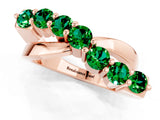 Rose gold Round Emerald Prong-Set Crossover Band_7