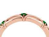 Rose gold Round Emerald Prong Set Milgrain Eternity Band_10