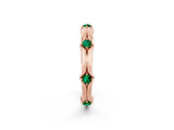 Rose gold Round Emerald Prong Set Milgrain Eternity Band_8