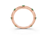 Rose gold Round Emerald Prong Set Milgrain Eternity Band_9