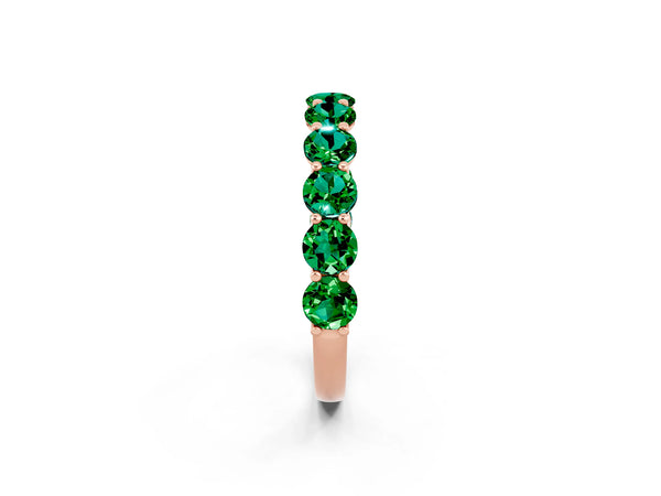 Rose Gold Round Lab-Grown Emerald Half Eternity Band with Open U Shared Prongs