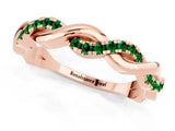 Rose gold Round Emerald Twist Eternity Band with Pavé Setting_7