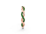 Rose gold Round Emerald Twist Eternity Band with Pavé Setting_8