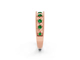 Rose gold Round Emerald Twist Milgrain Band with Bezel Setting_14