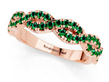 Rose gold Round Emerald Twisted Eternity Band with Pavé and Shared Prong Setting_19