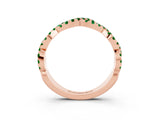 Rose gold Round Emerald Twisted Eternity Band with Pavé and Shared Prong Setting_21
