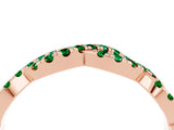 Rose gold Round Emerald Twisted Eternity Band with Pavé and Shared Prong Setting_22