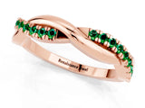 Rose gold Round Emerald Twisted Infinity Band with Prong Setting_7