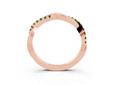 Rose gold Round Emerald Twisted Infinity Band with Prong Setting_9