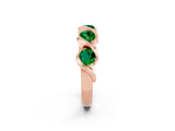 Rose gold Round Emerald Wave Band with Channel Setting and Shared Prongs_8
