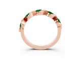 Rose gold Round Emerald Wave Band with Channel Setting and Shared Prongs_9
