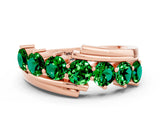 Rose gold Round Emerald Wave Band with Channel and Shared Prong Setting_18