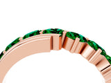 Rose gold Round Emerald Wave Band with Channel and Shared Prong Setting_22